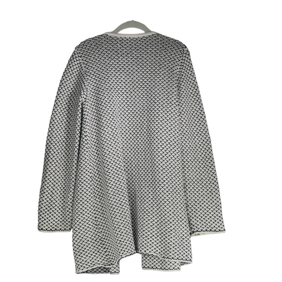 Ann Taylor Factory Cardigan Sweater Women Large Black White Classic Minimalist - Picture 5 of 6